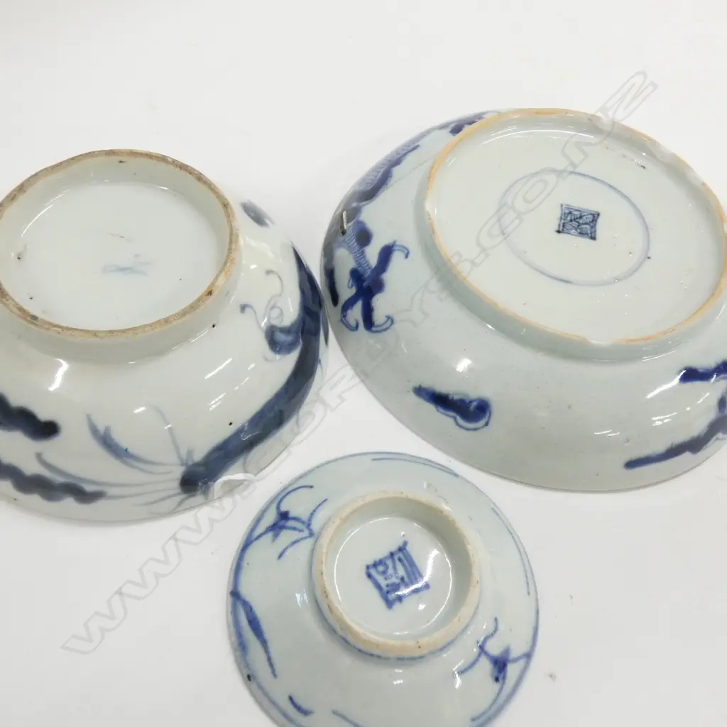 3 OLD CHINESE B&W PCES. 1 A.F Image 1++