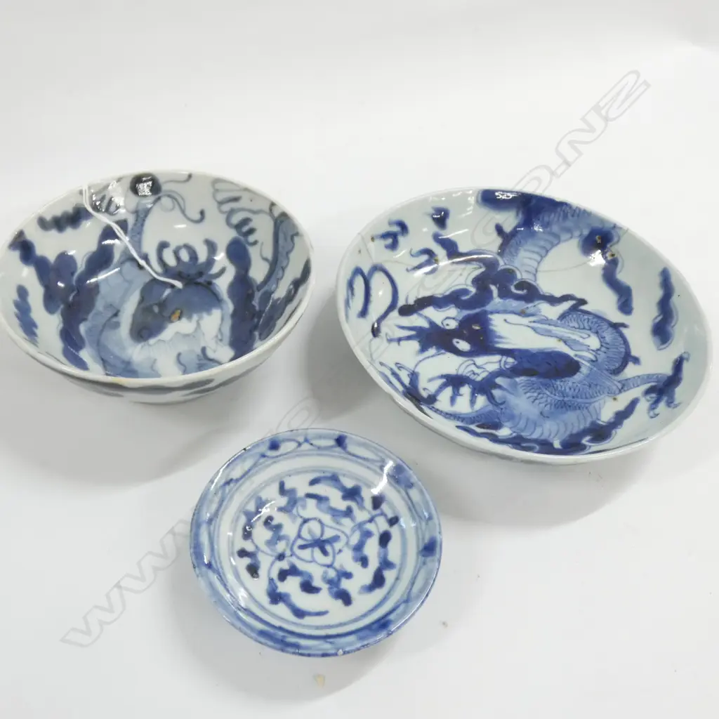 3 OLD CHINESE B&W PCES. 1 A.F Image 1++