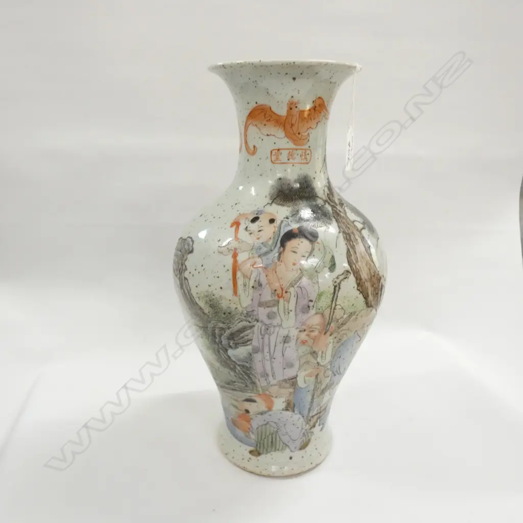 CHINESE BALUSTER VASE AUSPICIOUS FIGURES H.395mm Image 1++