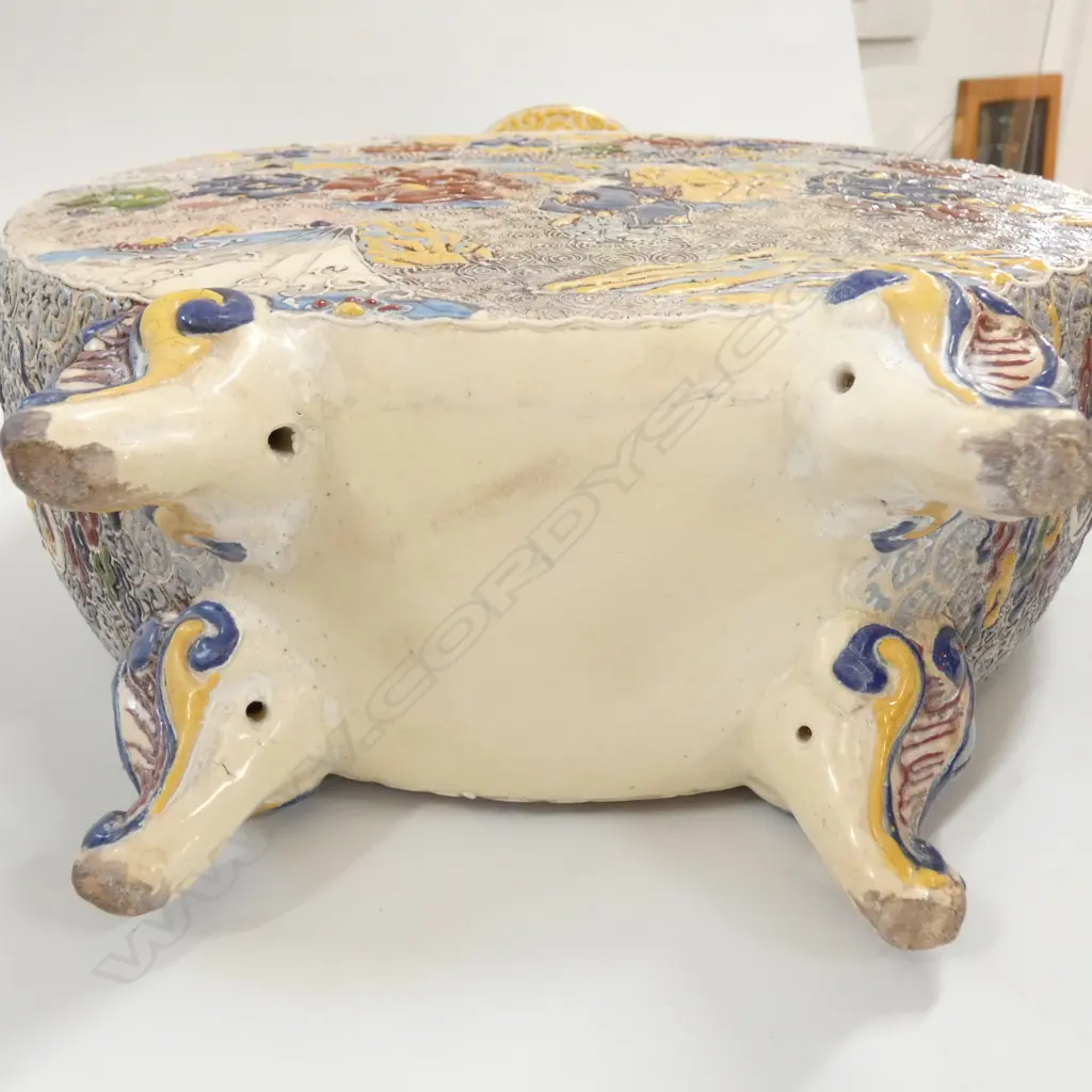 SATSUMA EARTHENWARE LIDDED VASE FIRING FAULT UNDER BASE H. 490MM Image 1++