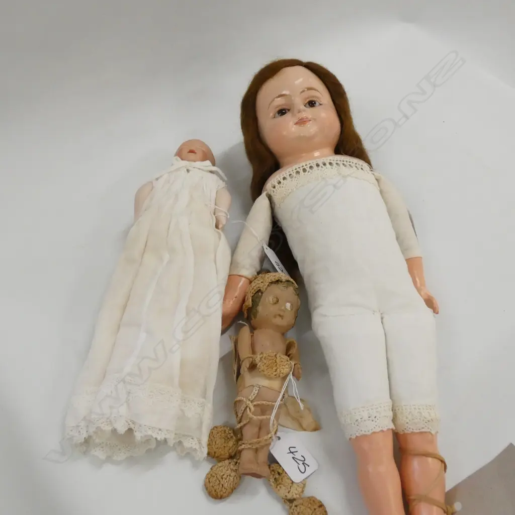 3 ANTIQUE DOLLS, GERMAN COMPOSITE, GERMAN BABY & JAPANESE KEWPIE Image 1++