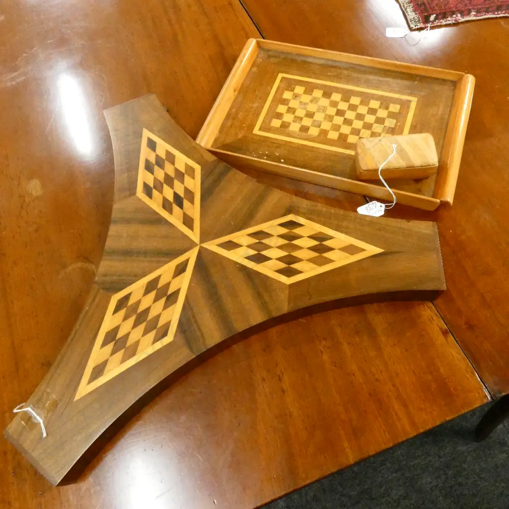 INLAID WOODEN TRAY & BOX + INLAY TRIFORM PCE Image 1++