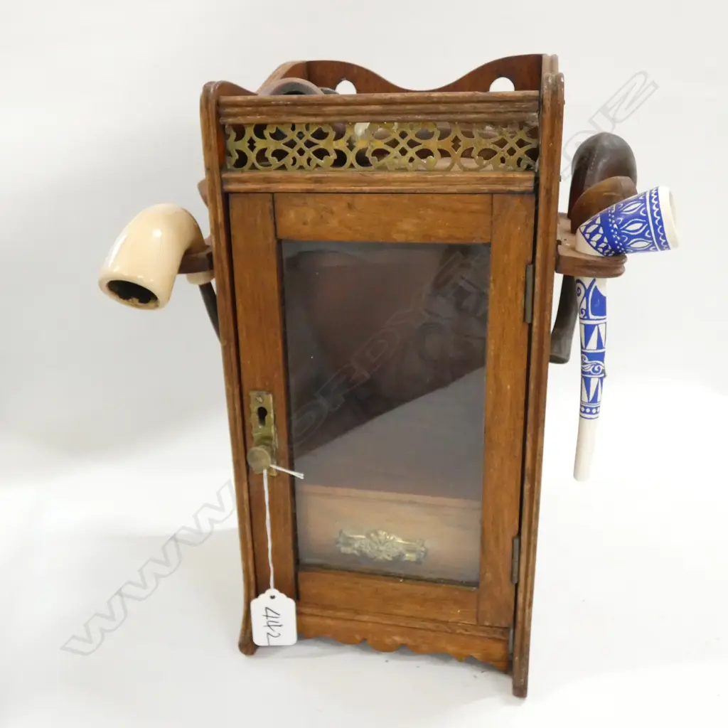 EDWARDIAN SMOKER'S CABINET + ASST. PIPES & CATALOG Image 1++
