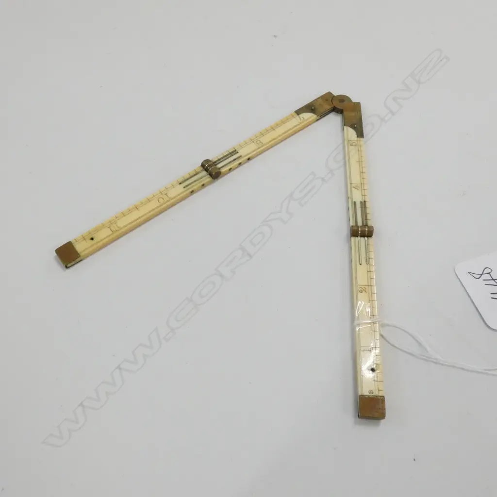 C1900 IVORY 4 FOLD 12" RULE BRASS FITTINGS Image 1++