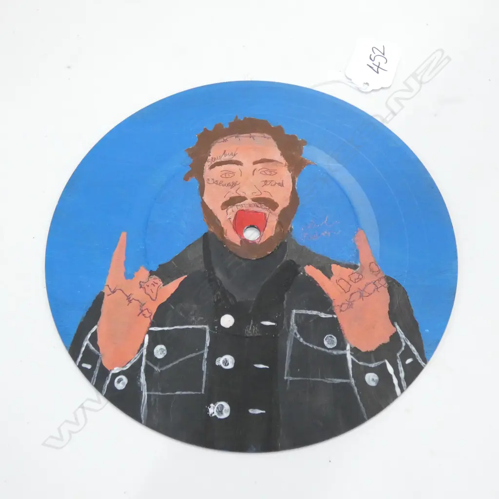 H/PAINTED RECORD SINGLE OF POST MALONE SIGNED HANNAH Image 1++