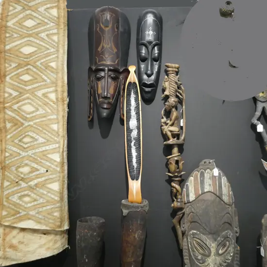 4 TRIBAL CARVINGS SOLOMAN ISLAND MASK ETC