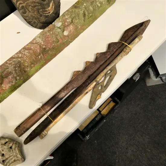 SAMOAN CLUB , SOLOMON CLUB ,SEPIK RIVER SPEAR THROWER PAPUA NEW GUINEA.