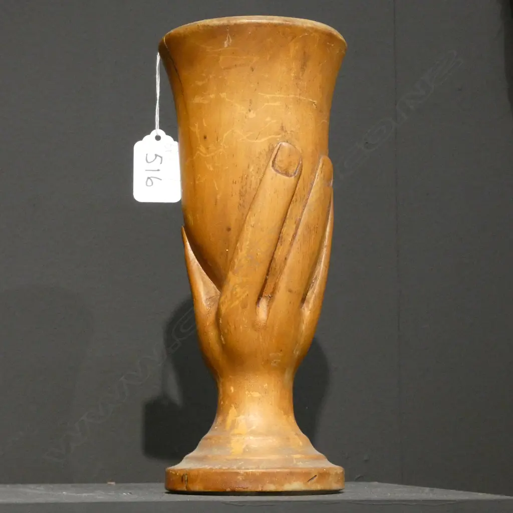 PITCAIRN ISLAND CARVED WOODEN HAND GOBLET.220MM Image 1++