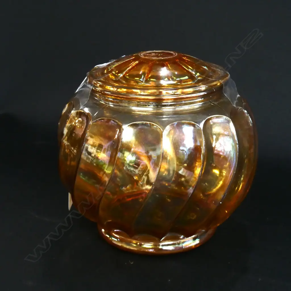 ANTIQUE LIDDED GLASS LOLLY JAR H 140 MM Image 1++