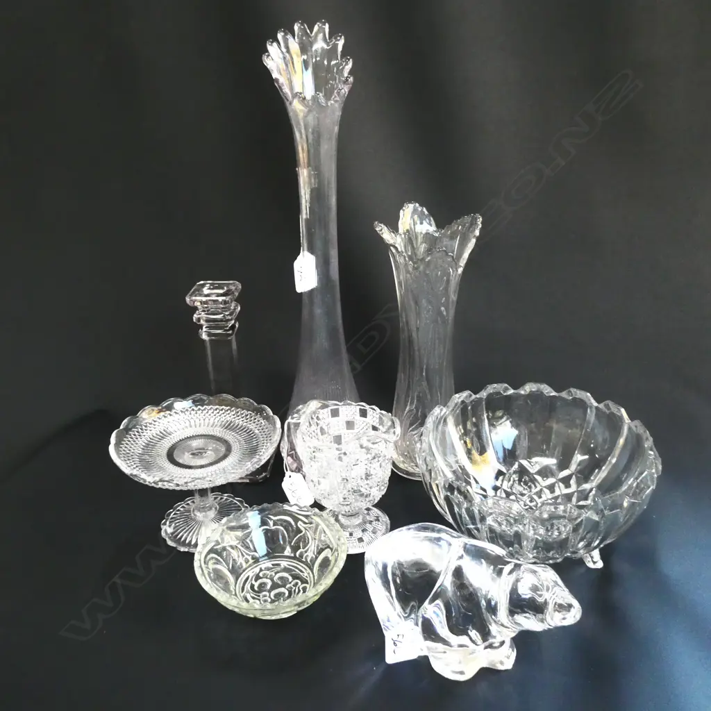 COLLECTION 8 PRESSED GLASS PCES INCL. HADELAND NORWAY BEAR Image 1++