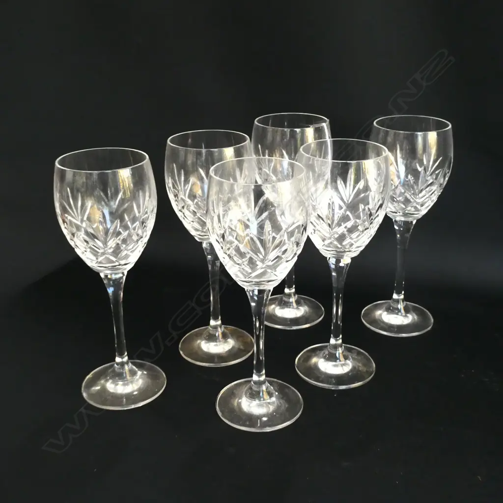SET 6 CRYSTAL STEMMED WINE GLASSES Image 1++