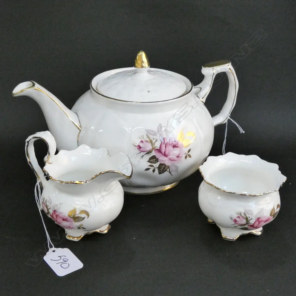 AYNSLEY TEAPOT, MILK & SUGAR  Image 1++
