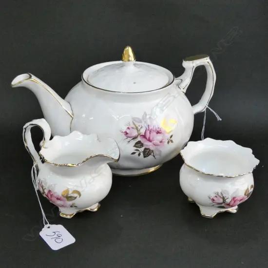 AYNSLEY TEAPOT, MILK & SUGAR 
