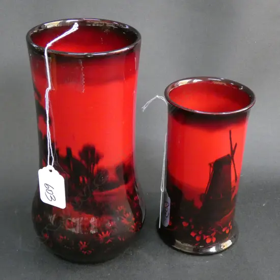 2 R/DOULTON FLAMBE VASES H. 185MM
