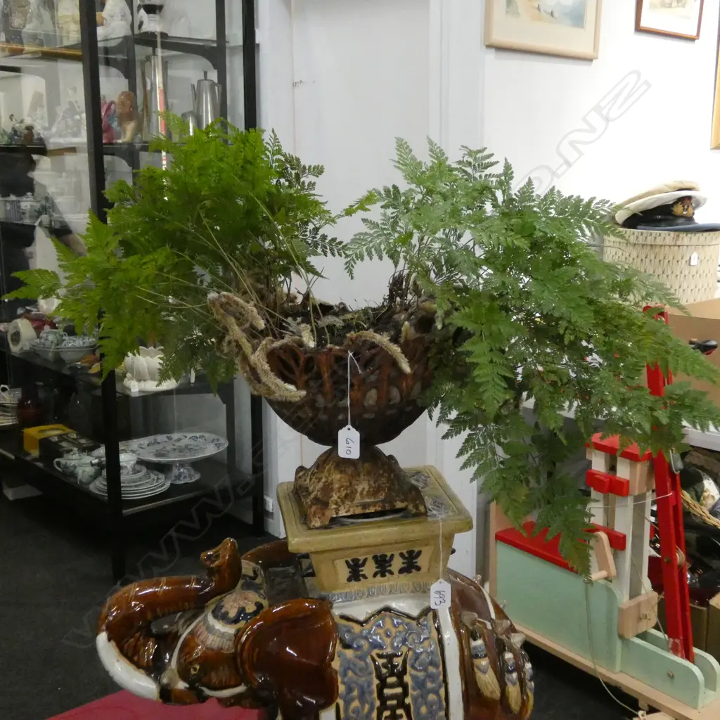 FERN IN CAST IRON URN  Image 1++