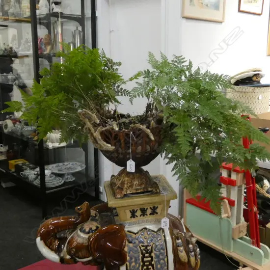FERN IN CAST IRON URN 