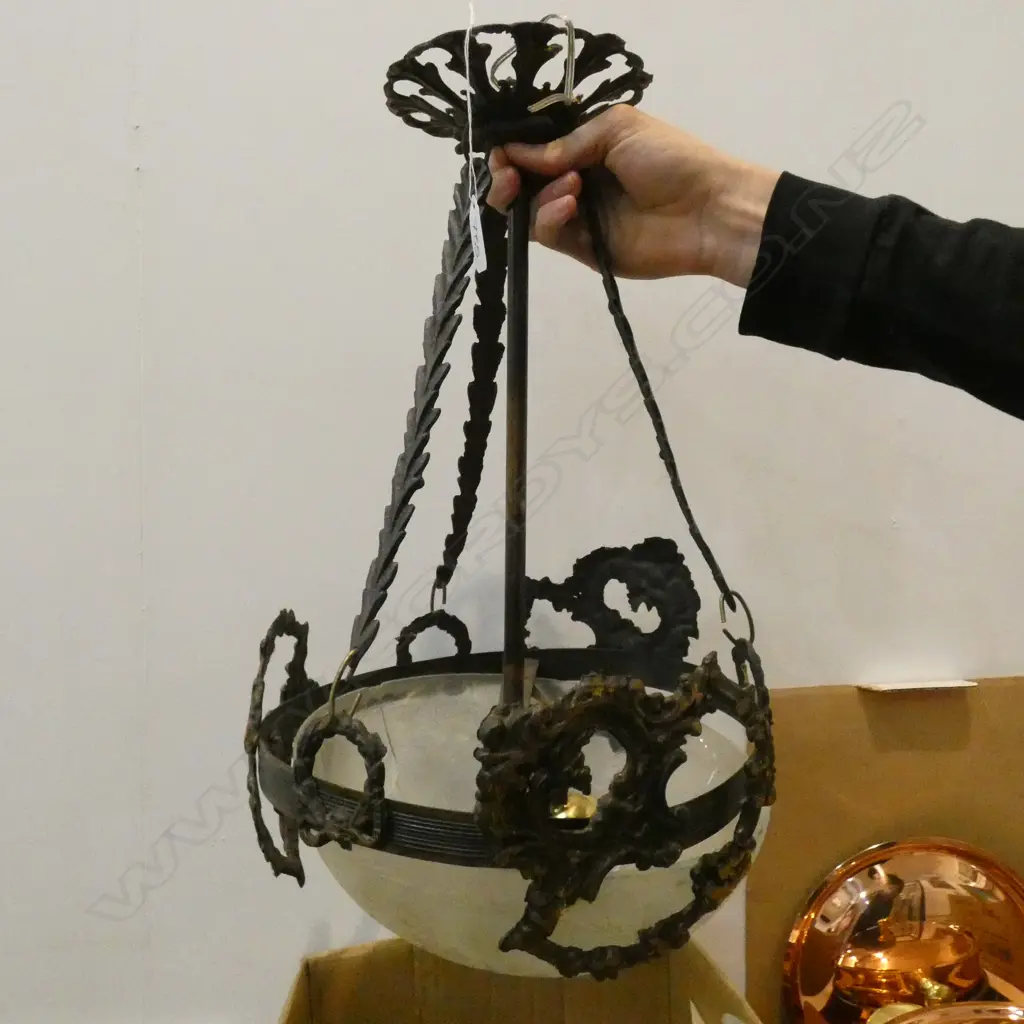 FRENCH STYLE BASKET CHANDELIER GLASS WITH CRACK Image 1++