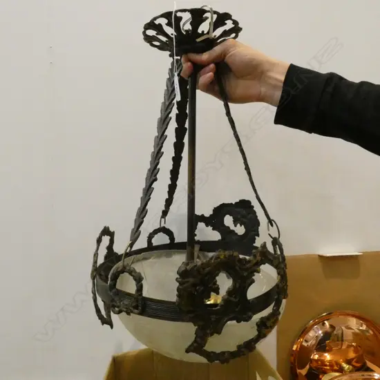 FRENCH STYLE BASKET CHANDELIER GLASS WITH CRACK