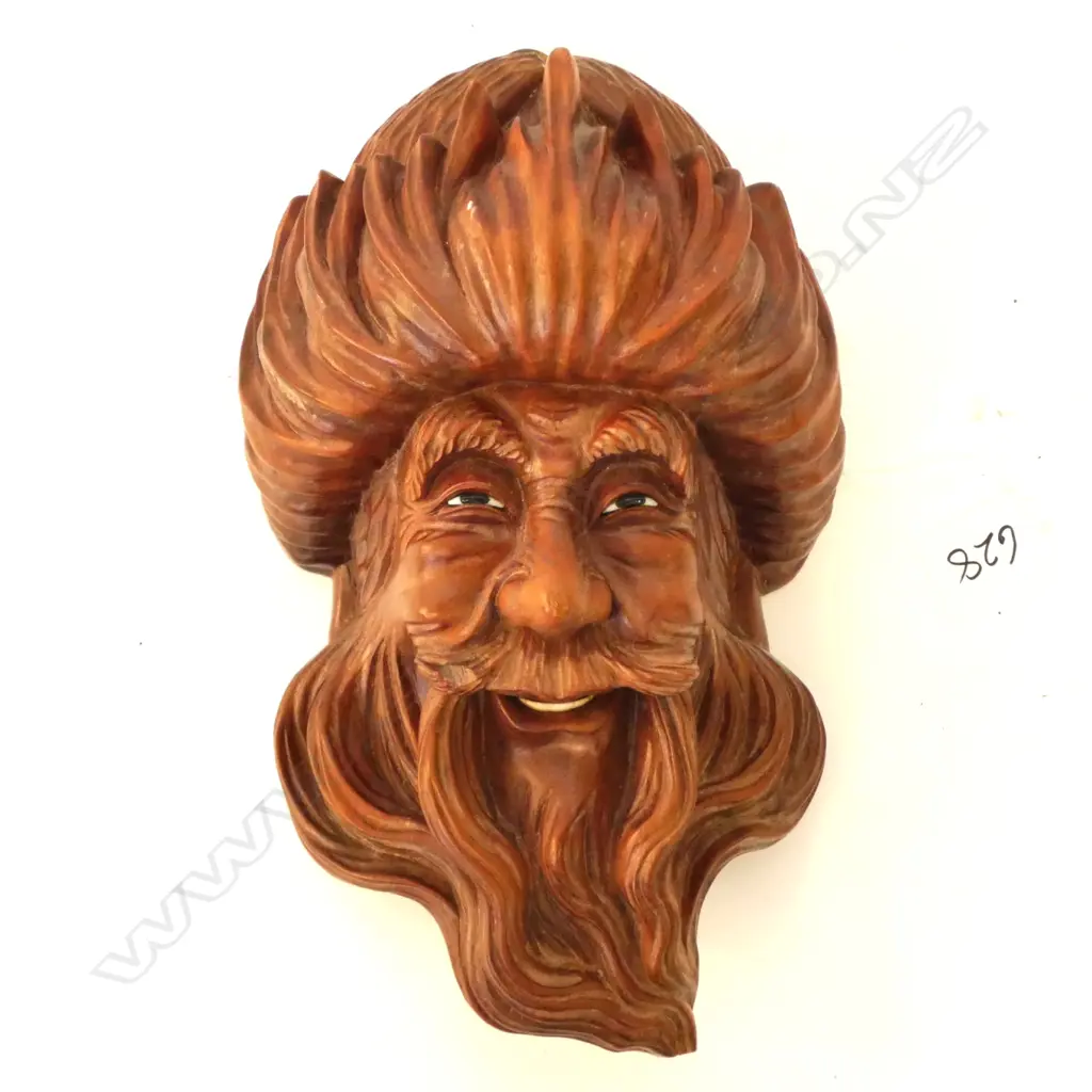 CARVED ORIENTAL WOODEN FACE, H.240mm Image 1++