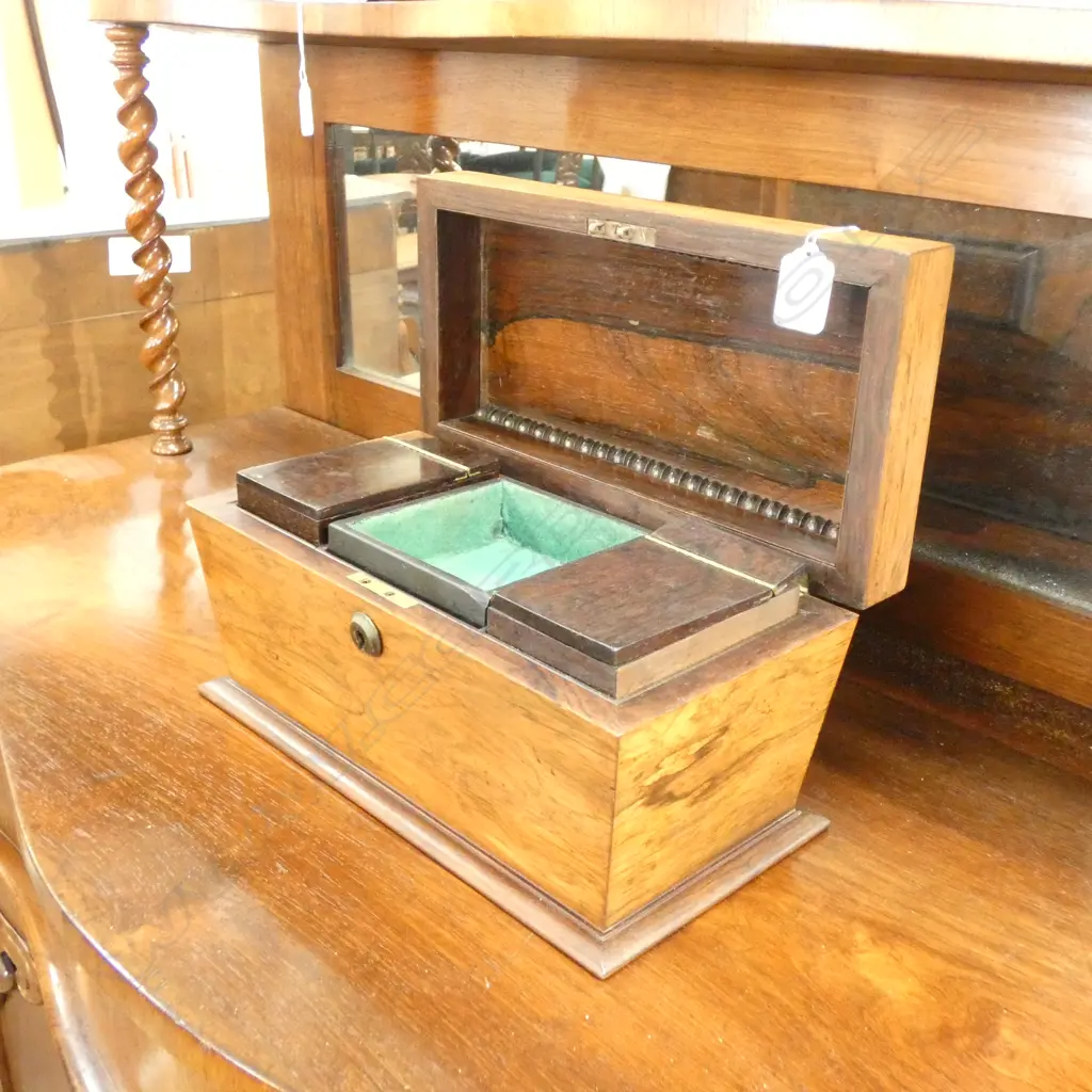 REGENCY MAHOGANY SARCOPHAGUS TEA CADDY, WITH 2 COMPARTMENTS Image 1++