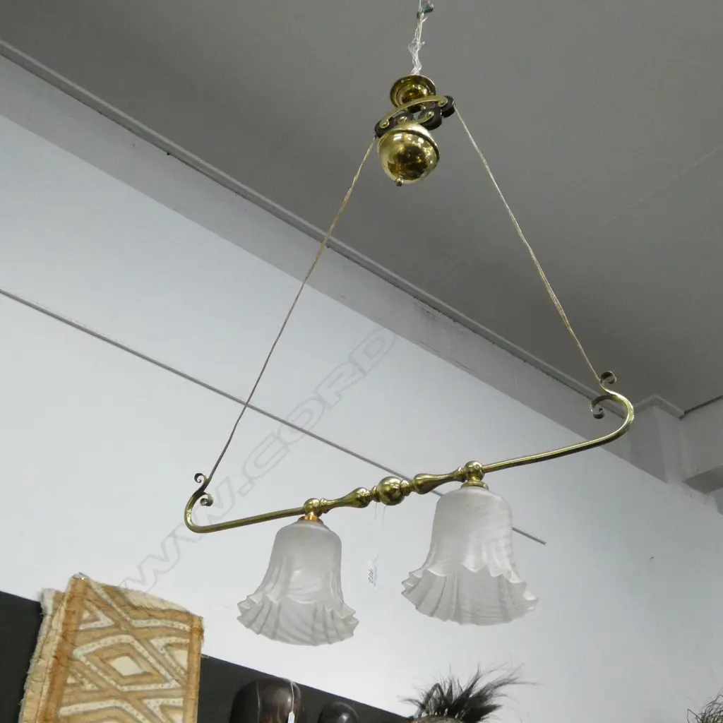 BRASS RISE & FALL LIGHT FITTING Image 1++