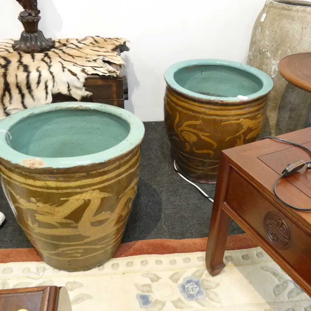 PR LGE CERAMIC DRAGON GARDEN POTS H. 435MM Image 1++