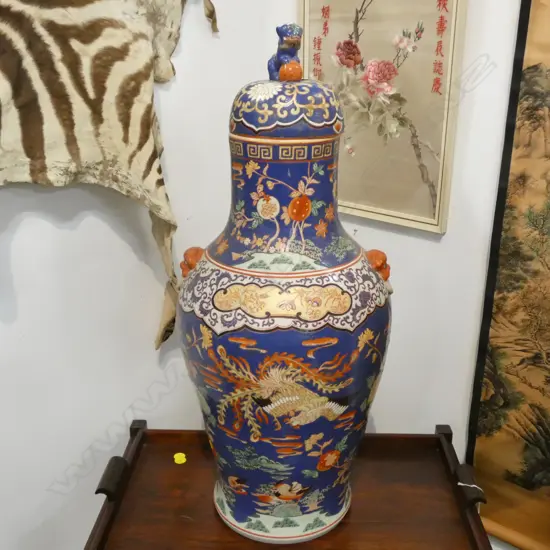 LARGE CHINESE VASE H. 900MM, REPAIRED LID