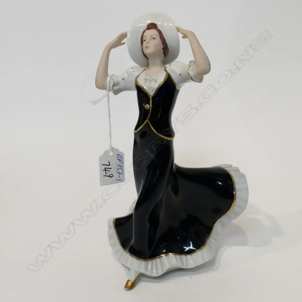 ROYAL DUX LADY FIGURINE BLUE DRESS H.230mm Image 1++