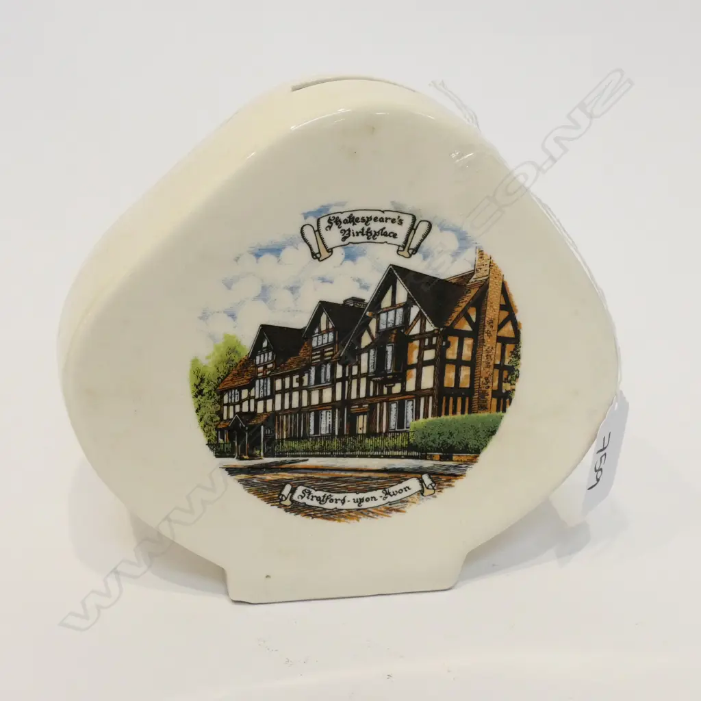ANTIQUE MONEY BOX SHAKESPEARE'S BIRTHPLACE H 140 MM Image 1++