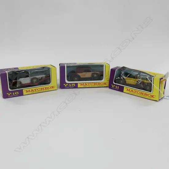 MATCHBOX MODELS OF YESTERYEAR Y-SERIES YELLOW/PURPLE BOX GROUP OF 3