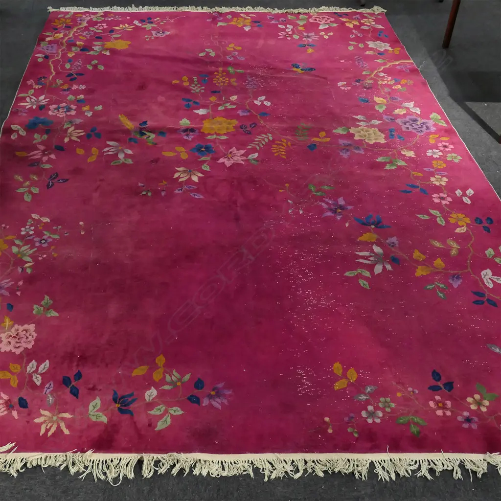 A LARGE HAND KNOTTED CHINESE WOOL CARPET 4500 X 3100 MM SHOWING WEAR Image 1++