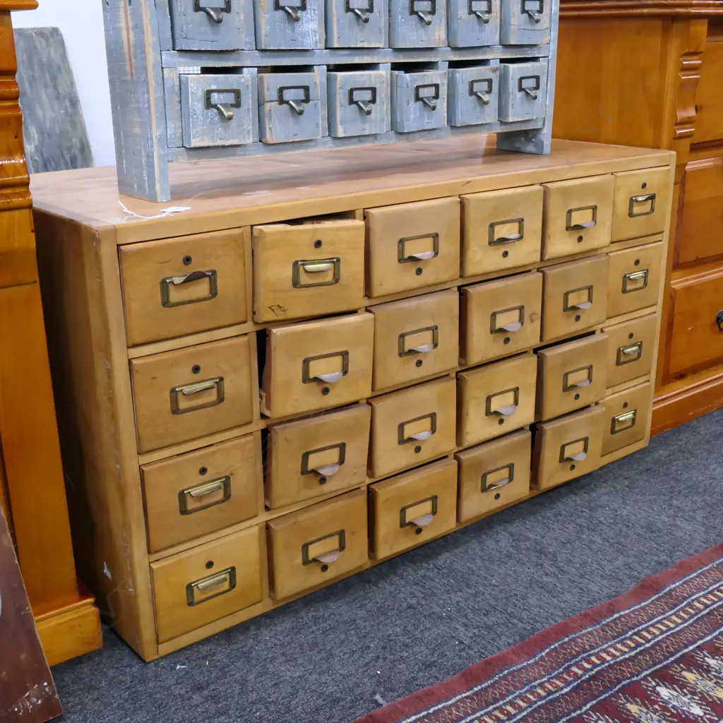 CHEMISTS WOODEN FILING CABINET L. 980 MM Image 1++