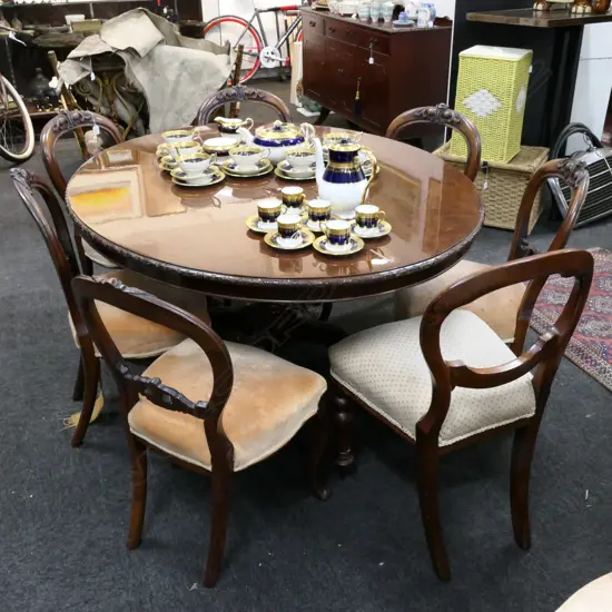 SET OF SIX VICTORIAN BALLOON BACK DINING CHAIRS PLUS ONE EXTRA