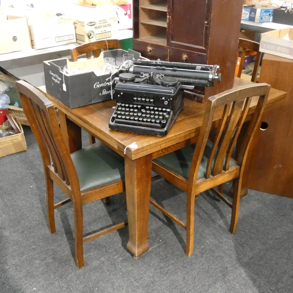 EXTENDABLE OAK TABLE L. 660MM + 4 CHAIRS Image 1++