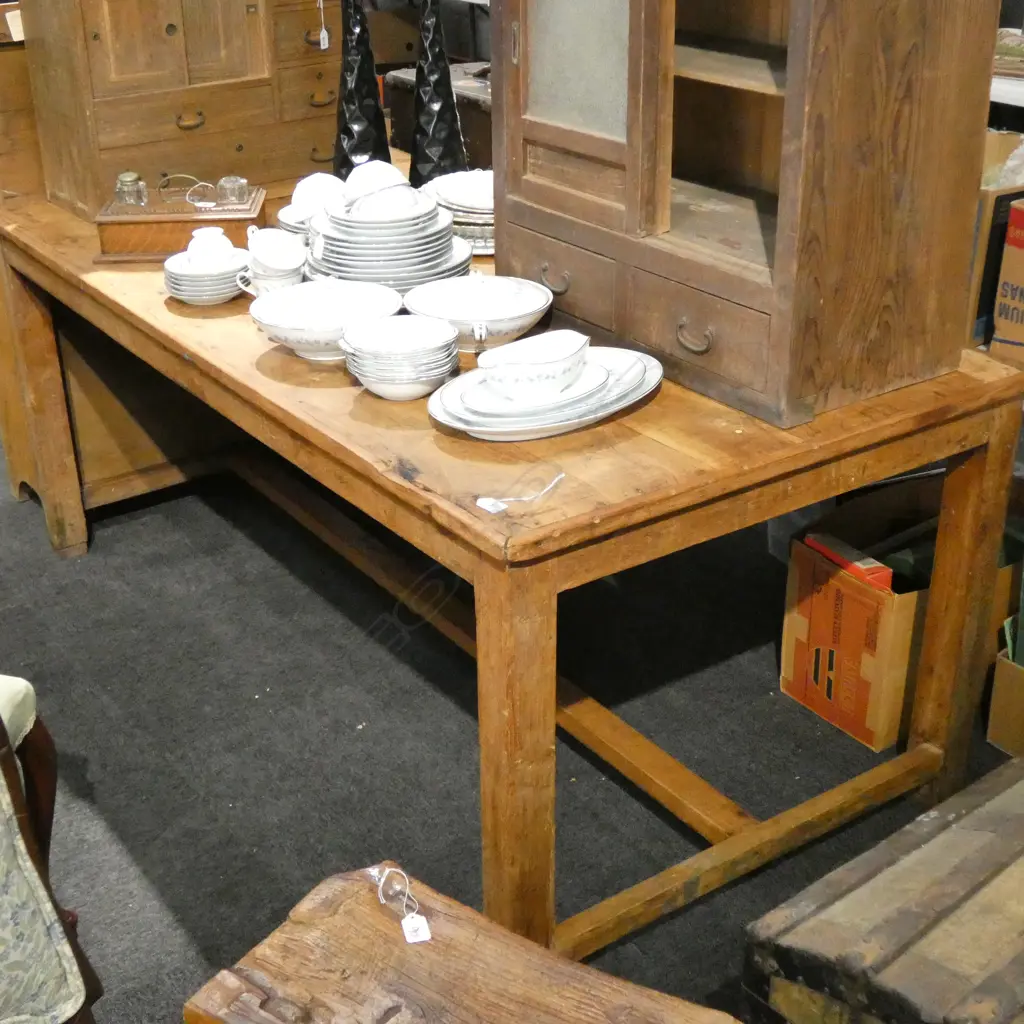 FRENCH STYLE HARDWOOD REFECTORY DINING TABLE Image 1++