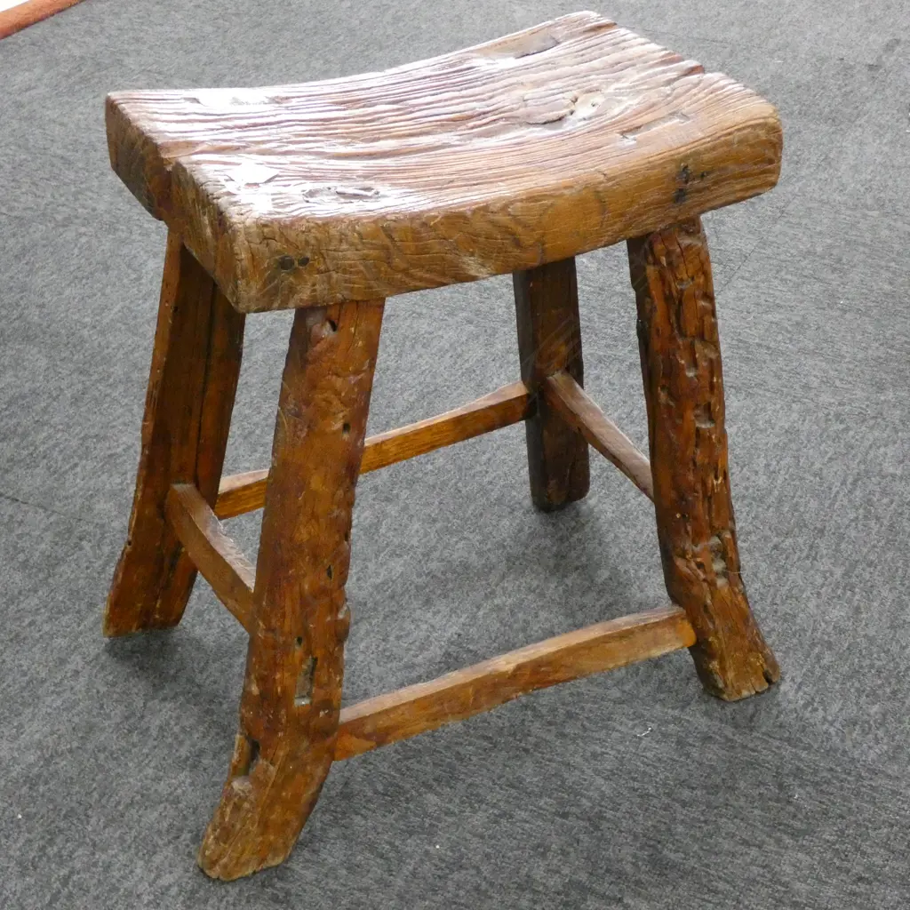 VINTAGE WOODEN STOOL Image 1++