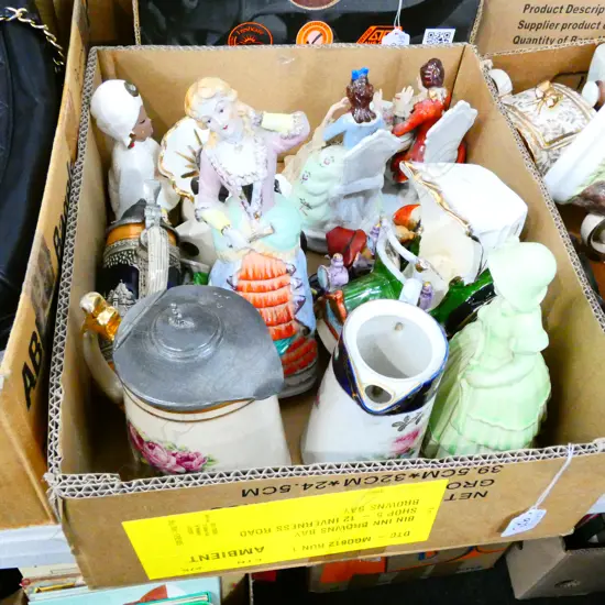 LOT ASST CHINA FIGURES/JUGS/STEIN ETC