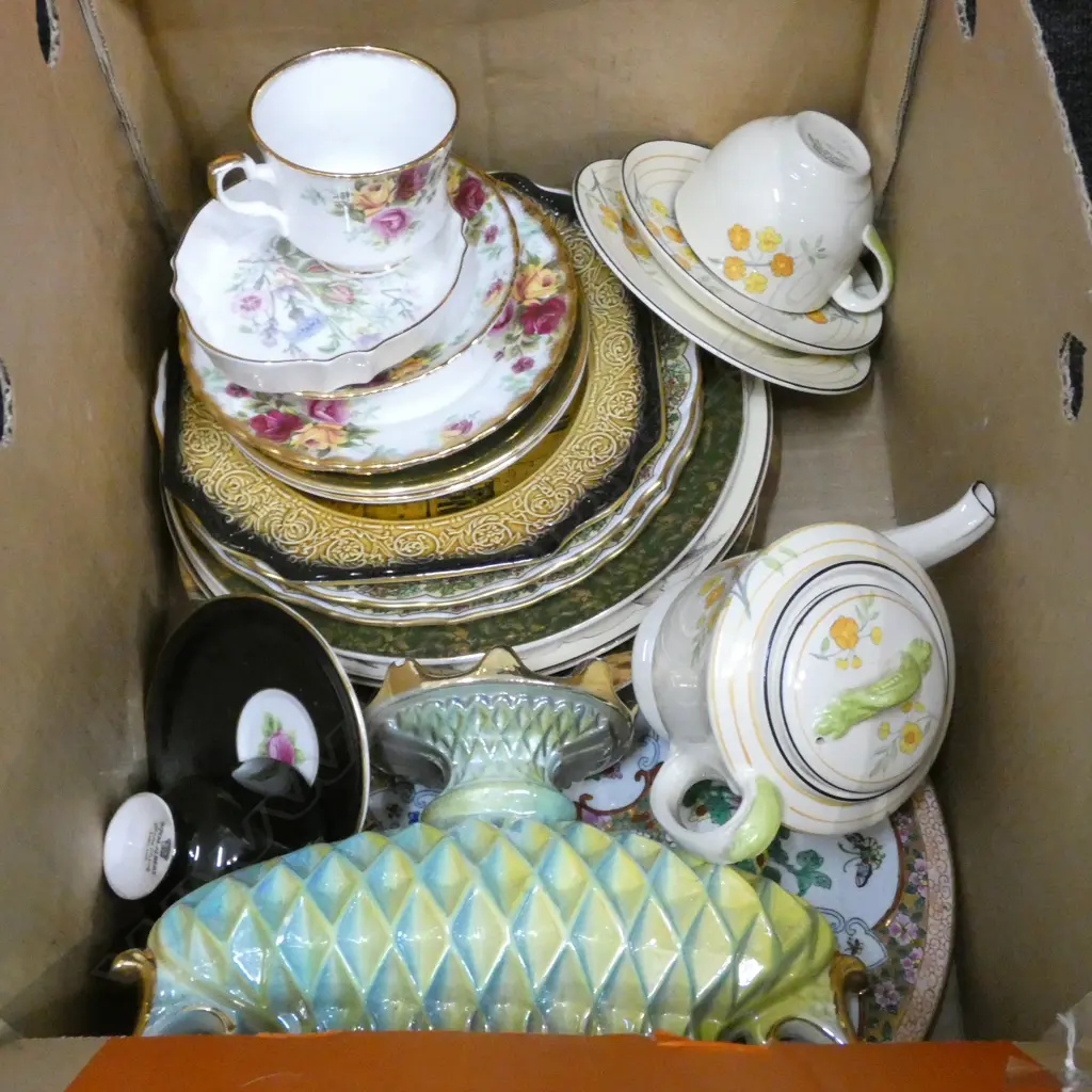LOT ASSORTED PLATES, TEAPOT, ITALIAN VASE ETC Image 1++