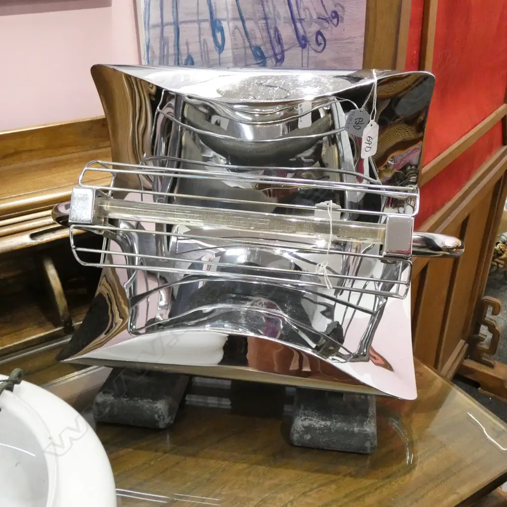 1930'S ART DECO LGE CHROME HMV BRUTON HEATER Image 1++