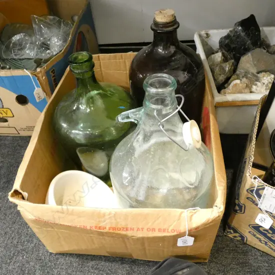 3 GLASS DEMI-JOHNS + 3 PESTLES