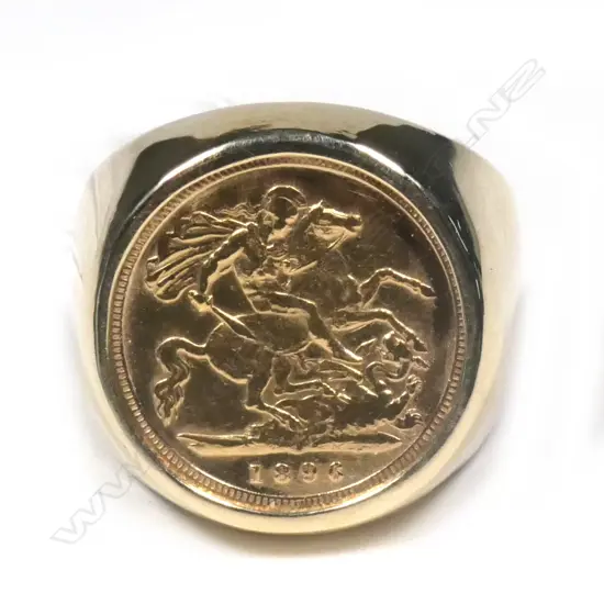 22CT & 9CT HALF SOVEREIGN RING INS.VAL.$3000