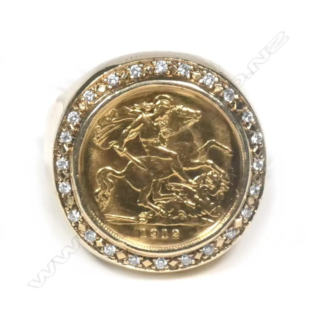22CT & 9CT DIA. HALF SOVEREIGN RING INS. VAL.$4500 Image 1++