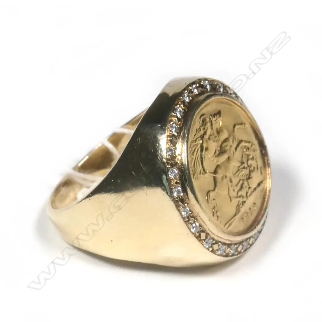 22CT & 9CT DIA. HALF SOVEREIGN RING INS. VAL.$4500 Image 1++