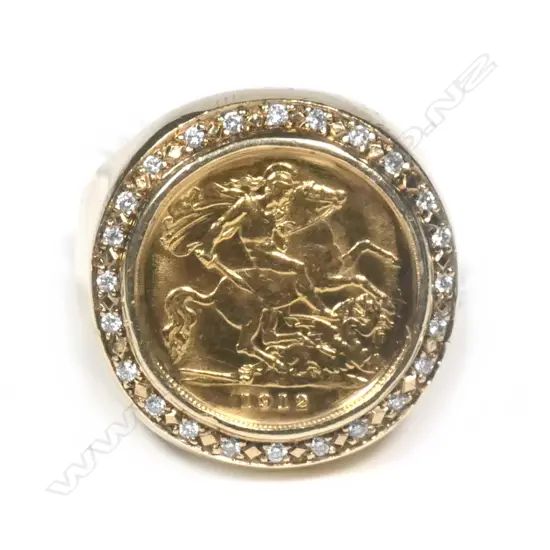 22CT & 9CT DIA. HALF SOVEREIGN RING INS. VAL.$4500