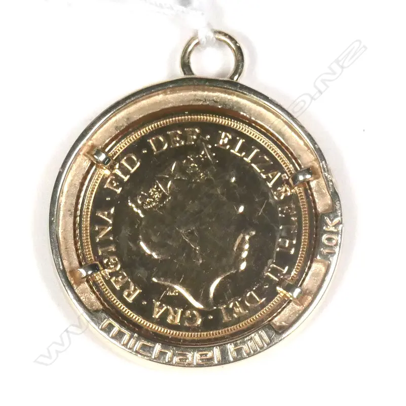 FULL GOLD SOVEREIGN IN GOLD & DIAM. MOUNT. INS VAL. $3200 Image 1++