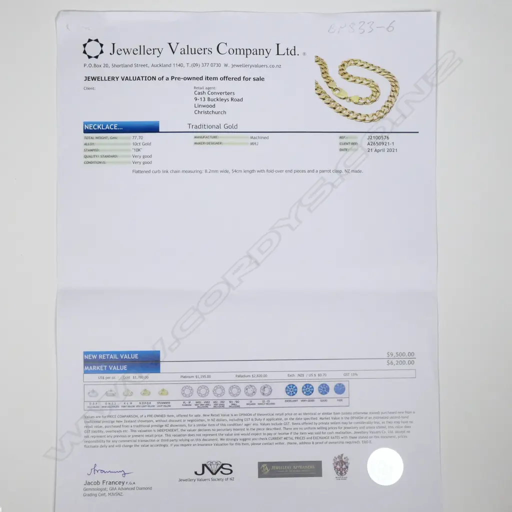 10ct Y/GOLD CURB LINK CHAIN. VAL. $9500 Image 1++