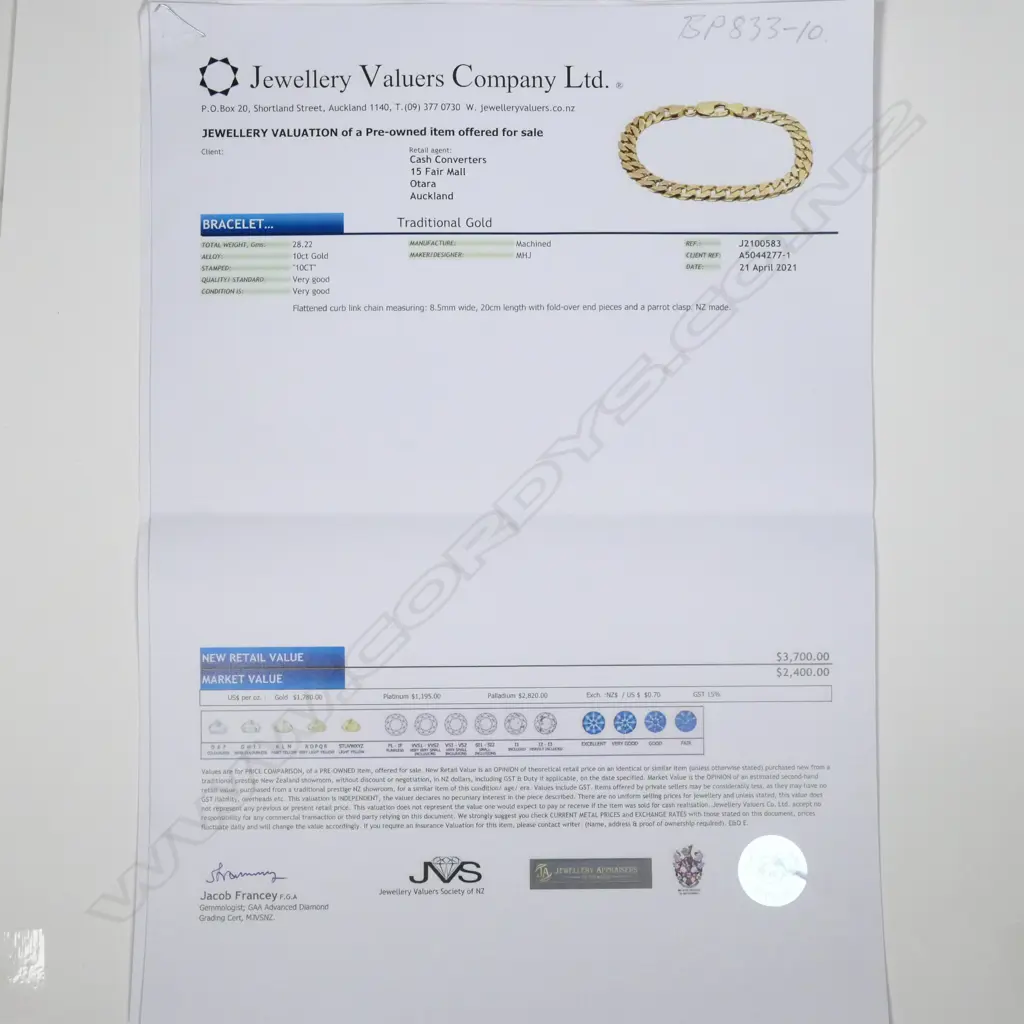 10CT Y/GOLD CURB LINK BRACELET INS VAL.$3700 Image 1++