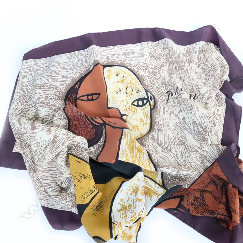 CREPE DE CHINE PICASSO SCARF HAND FINISHED 850MM SQ Image 1++