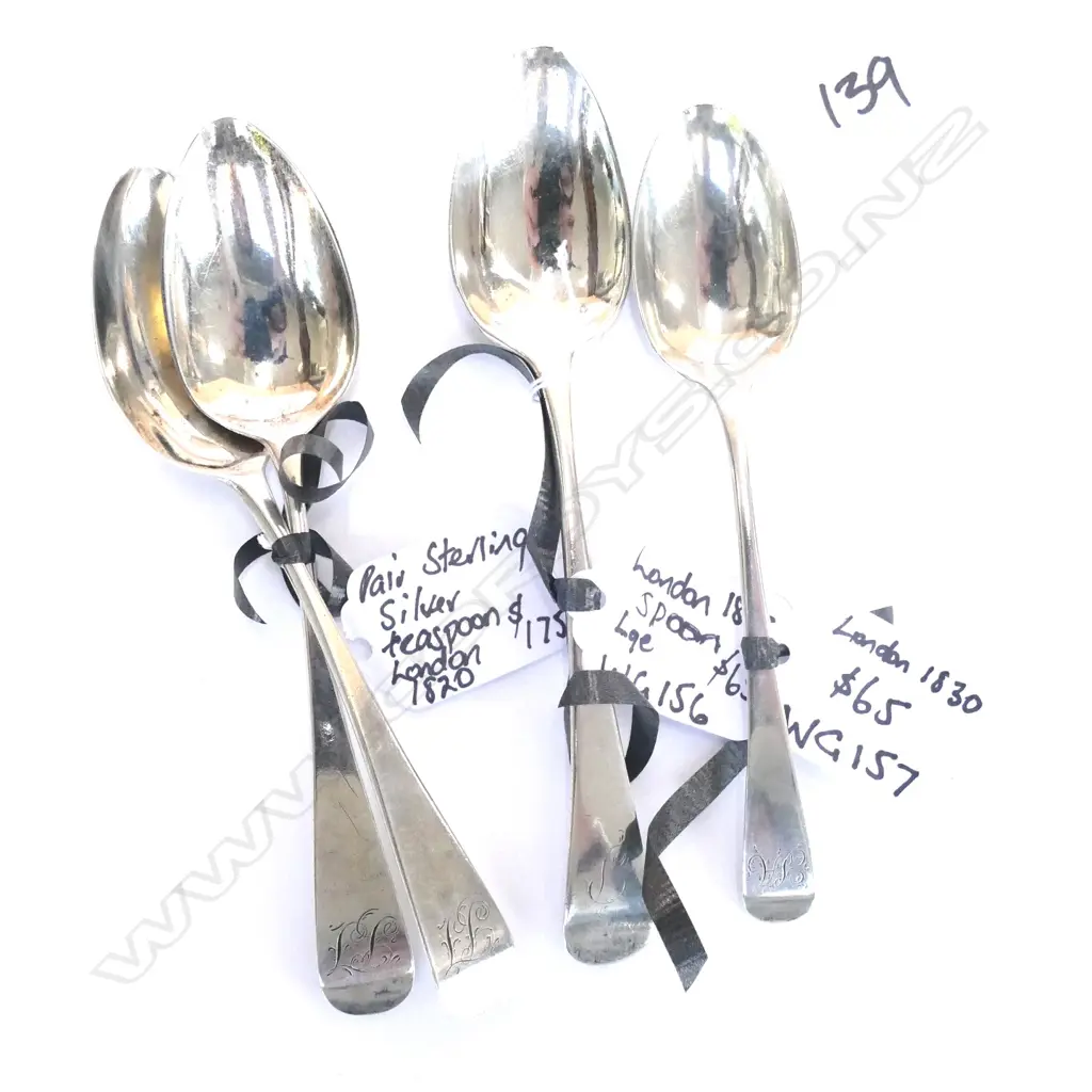 4 GEORGIAN SILVER TEASPOONS, LONDON 1820 & 1820 Image 1++