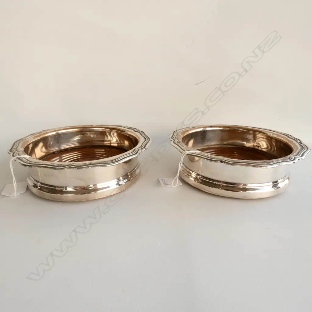 PR SILVER OVER COPPER WINE COASTERS 165MM DIA Image 1++